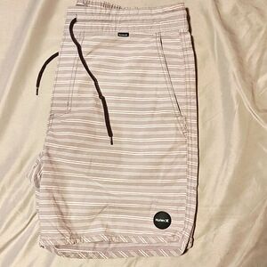 Large Hurley striped white and grey shorts